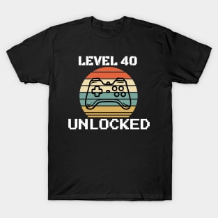 Level 40 Gift, 40 Years Old, Level 45 Unlocked, Video Game Gift, Gaming Design, Fathers Day Gift, Turning 45, Sleep Eat Play Funny Gift For Him T-Shirt